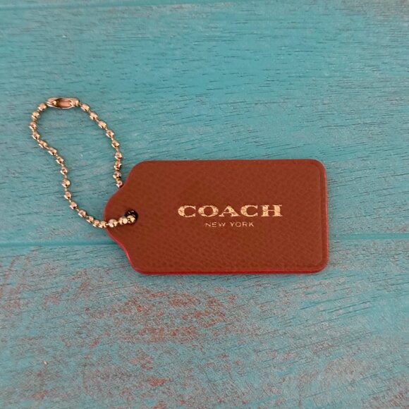 Coach New York Embossed Leather Luggage/Purse Tag In Brown With Gold Lettering - Picture 1 of 2
